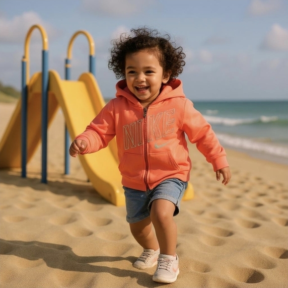 Nike Dri-Fit Coral Full-Zip Hoodie w/ Reflective Text – Beach Blaze Edition 4 - Picture 1 of 10